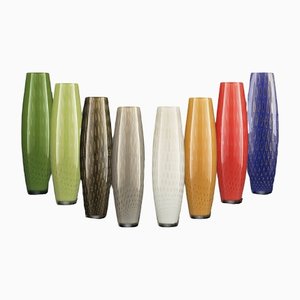 Grand Vase Mince en Verre de Murano Doré et Vert par Marco Segantin pour VGnewtrend