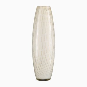 Slim Big Italian Gold and White Murano Glass Mocenigo Vavaso Vase by Marco Segantin for VGnewtrend