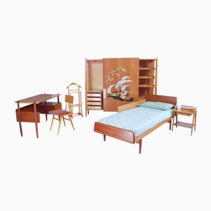 Muebles de dormitorio, años 50. Juego de 6