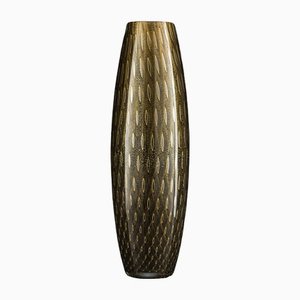 Slim Big Italian Gold and Black Murano Glass Mocenigo Vavaso Vase by Marco Segantin for VGnewtrend