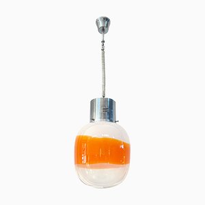 Murano Glass Chandelier with Orange Band, Italy, 1970s