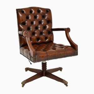 Georgian Style Leather Swivel Desk Chair