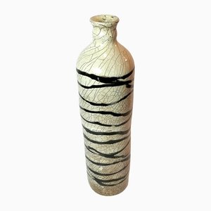Striped 2-Tone Handmade Ceramic Vase, 1960s