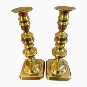 Victorian Brass Candlesticks, Set of 2