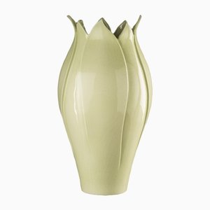 Italian Ceramic Tulip Vase Alto with Verde Craquele from VGnewtrend