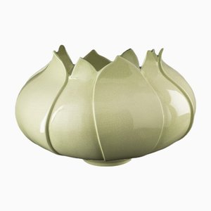 Italienische Keramik Tulip Vase Basso mit Verde Craquele von VGnewtrend