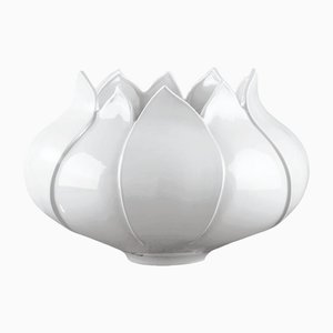 Italienische Keramik Tulip Vase Basso mit Bianco von VGnewtrend