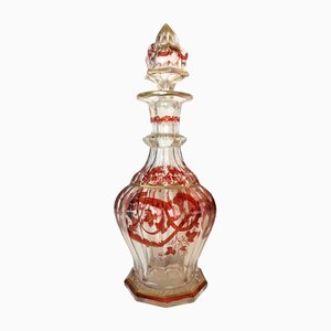 Biedermeier Gold Plated Glass Decanter, Late 19th Century