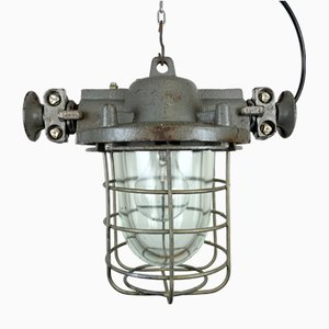 Lampe à Suspension Cage Industrielle en Fonte, 1960s