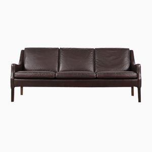 Danish Mid-Century Modern 3-Seater Chocolate Leather Sofa, 1960s