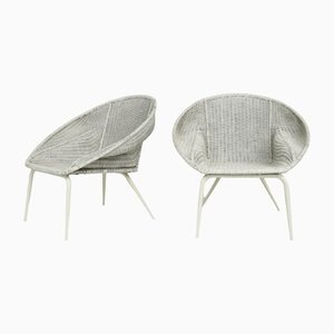 Woven Wicker Nest Armchairs by Carlo Santi for Rima, Italy, 1950s, Set of 2