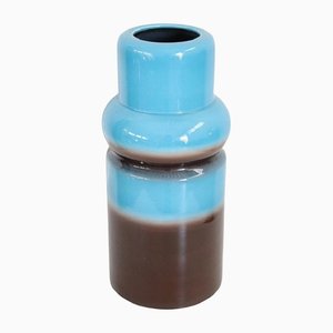 Artistic Vase in Blue and Brown Ceramic, 1970s