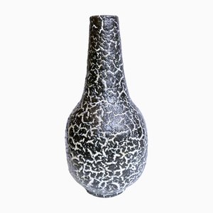 Charcoal Ceramic Table Vase with Cracked Pattern, 1970s