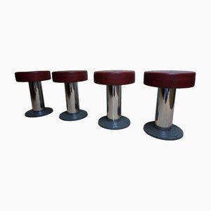 Vintage Belgian Art Deco Style Bar Stools from Frava, 1950s, Set of 4
