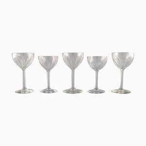 French Art Deco Wine Glasses in Clear Crystal Glass, Set of 5