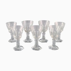 Art Deco French White Wine Glasses in Crystal Glass, Set of 7