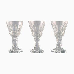 Copas de vino blancas Art Déco de cristal transparente. Juego de 3