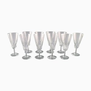 Art Deco French Champagne Flutes in Clear Crystal Glass, Set of 10