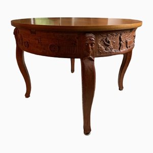 Antique Round Extendable Dining Table in Solid Wood