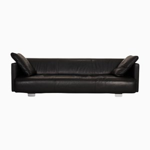 Black Leather 6300 Three-Seater Couch by Rolf Benz