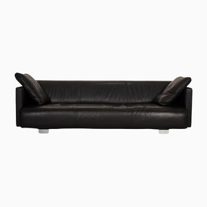 Schwarzes 6300 Drei-Sitzer Ledersofa von Rolf Benz