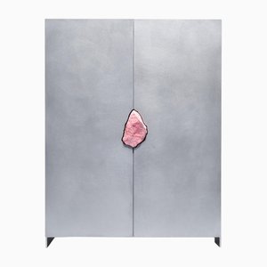 Hand-Sculpted Side Cabinet with Original Thulite Stone by Pierre De Valck