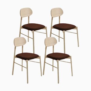 Bokken Natural Beech Visone Upholstered Chairs by Colé Italia, Set of 4