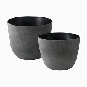 Black Vaso Vase by Imperfettolab, Set of 2