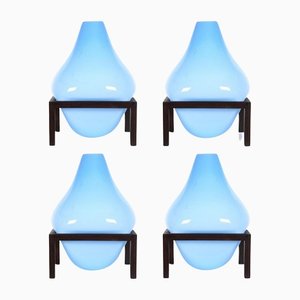 Runde quadratische blaue Bubble Vase von Studio Thier & Van Daalen, 4er Set