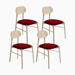 Bokken Natural Beech Rosso Upholsered Chairs by Colé Italia, Set of 4