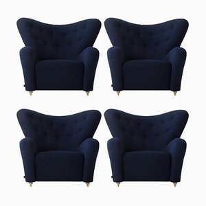 Blue Hallingdal the Tired Man Lounge Chair from by Lassen, Set of 4