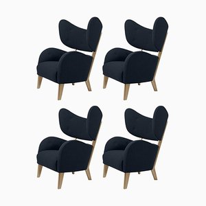 Blue Natural Oak Raf Simons Vidar 3 My Own Chair Lounge Chair from by Lassen, Set of 4