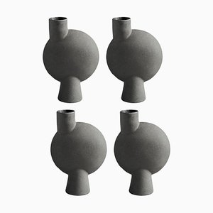 Dark Grey Medio Sphere Vase Bubl by 101 Copenhagen, Set of 4