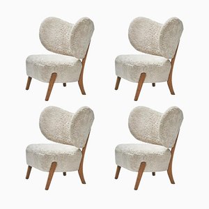 Moonlight Sheepskin Tmbo Lounge Chairs by Mazo Design, Set of 4
