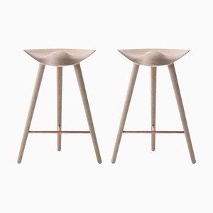 Oak and Copper Counter Stools from by Lassen, Set of 2
