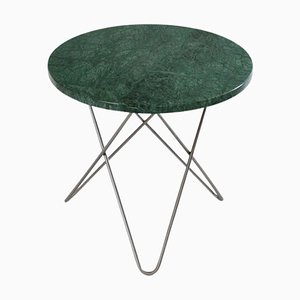 Mini Green Indio Marble and Steel O Side Table by Ox Denmarq