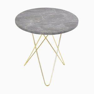 Tall Mini Grey Marble and Brass O Side Table by Ox Denmarq