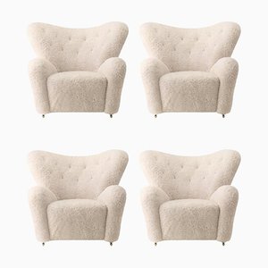 Moonlight Sheepskin the Tired Man Lounge Chair from by Lassen, Set of 4