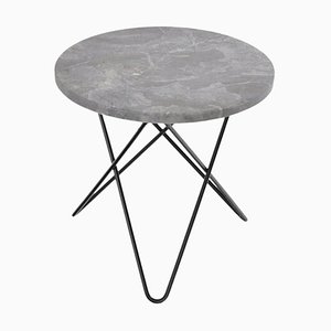 Grey Mini Marble and Black Steel O Table by Ox Denmarq