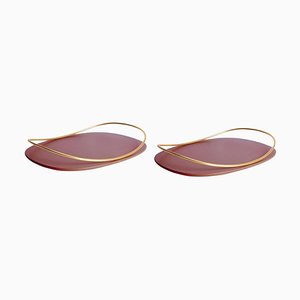 Burgundy Touché C Trays by Mason Editions, Set of 2