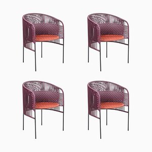 Violet Orange Caribe Chic Dining Chair by Sebastian Herkner, Set of 4
