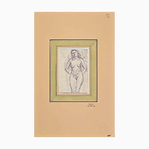Marcel Spranck, Desnudo de mujer, lápiz y tinta china, principios del siglo XX