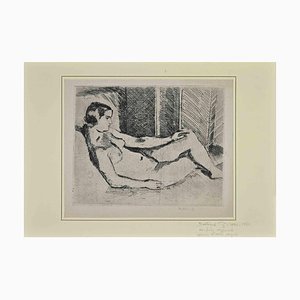 Bertrand Py, Nude Woman, Original Etching, 20th-Century