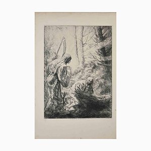 Alphonse Legros, Death and the Lumberjack, Original Etching, 1876