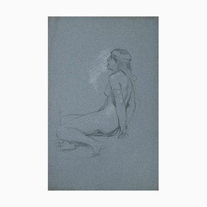 Alexandre Bida, Nude of Woman, Original Drawing, Mid 19th-Century