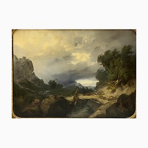 Giuseppe Camino, Storm in Arrive, 1840s, Oil on Canvas, Framed