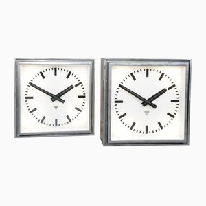 Xl Light Up Station Clocks from Pragotron, 1950s