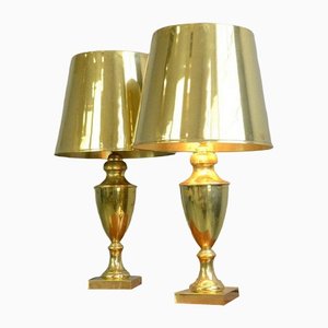 Solid Brass Casino Table Lights, 1930s, Set of 2
