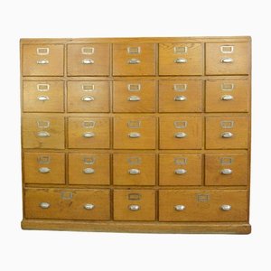 Large Art Deco French Bank of Filing Drawers, 1930s