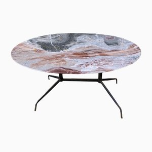 Tavolino con ripiano in marmo e piedi in ottone